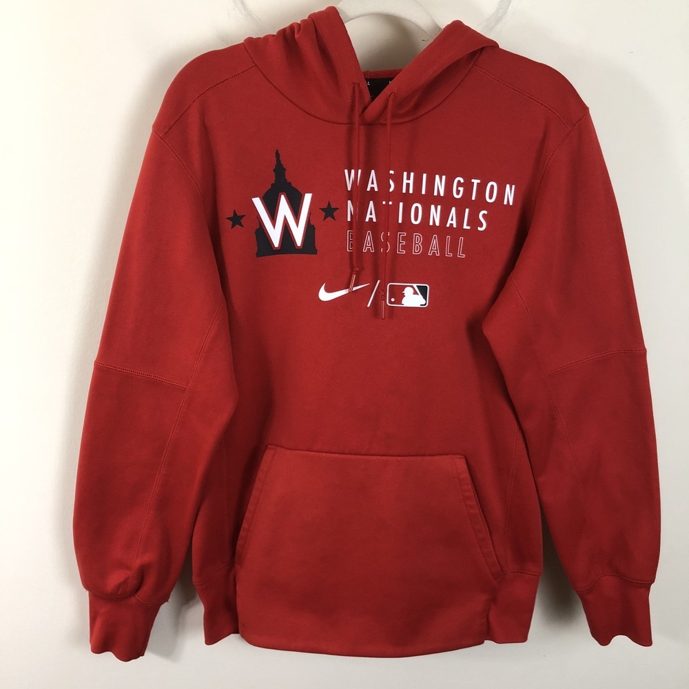 Washington Nationals Nike Dri-Fit MLB Pullover Hoodie Sweatshirt Men's Sz S Red